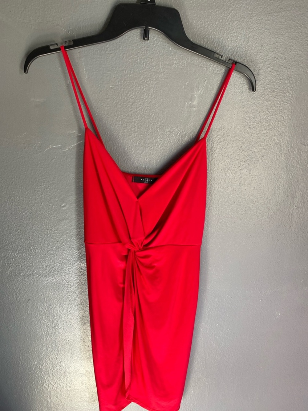 Red Mini Slip Dress with Twist Front